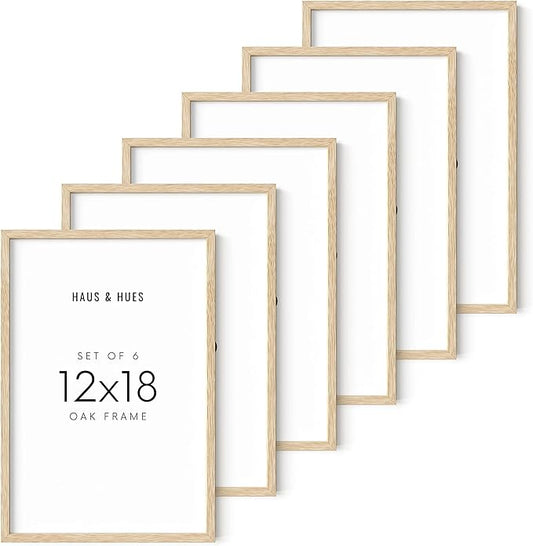HAUS AND HUES Picture Frame, 12x18 inches, Beige, Set of 6, Wood, Gallery Wall Frame & Poster Frame