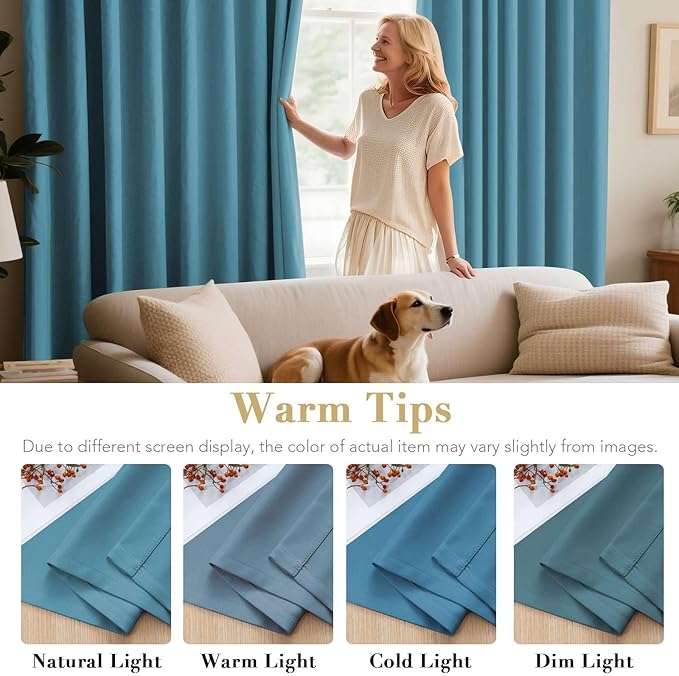 H.VERSAILTEX Window Treatment Blackout Thermal Insulated Room Darkening Solid Grommet Curtains/Drapes for Bedroom (Set of 2 Panels,52 by 63 Inch Long, Storm Blue)