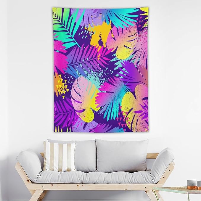 ICMOLYYENLO Palm Leaf Tapestry Wall Hanging, Tropical Leaves Plant Jungle Green Hawaiian Art Home Decor for Guest Bedroom Living Room Dormitory 40x60