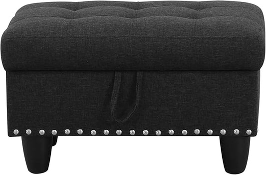 Ottoman Rectangular Storage Ottoman Bench, Footrest Stool Footstool with Lid for Living Room, Bedroom, Entryway, Brown, 28.5"x19.5"x17.5"