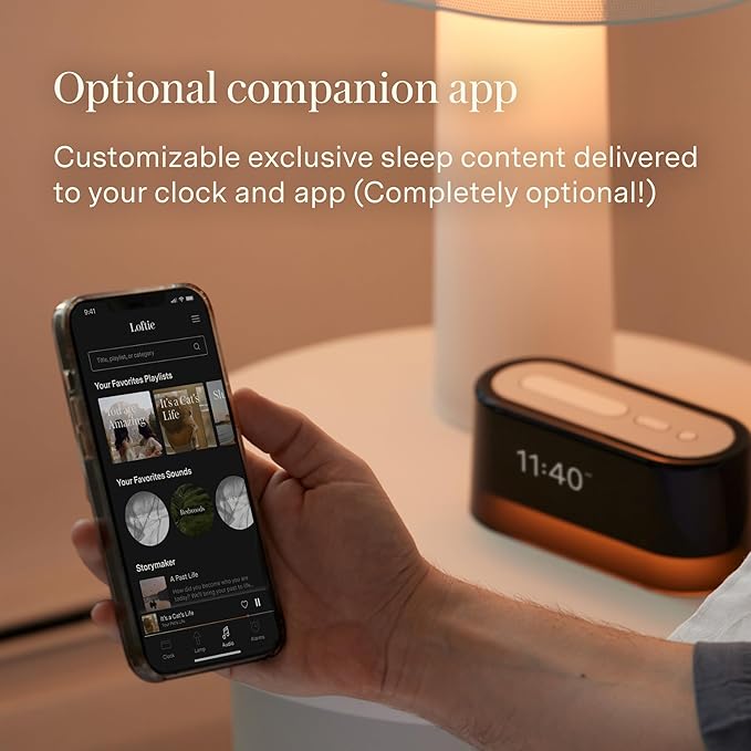Loftie Alarm Clock with Sound Machine – Smart Alarm Clock with Light, White Noise, Bluetooth Speaker, Night Light Sound Machine, 100+ Sounds, Blackout Mode, No WiFi Mode, Optional Subscription -Coffee