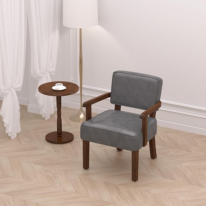 PU Leather Accent Chair, Oversized Living Room Chairs with Soft Seat and Armrests, Armchair for Bedroom, Dinning, Reading, Waiting Rooms