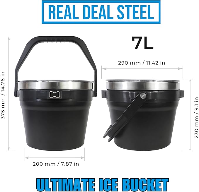 Large Insulated Ice Bucket with Lid – Stainless Steel Ice Bucket and Scoop – Ice Buckets for Parties, Bars – Ice Bucket with Lid and Scoop – Outdoor Ice Bucket, Cocktail Use (White)
