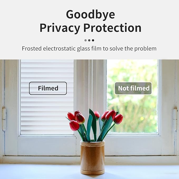 Window Privacy Film with Installation Tools, Blinds Pattern, Static Cling, Anti UV, Heat Control, Ideal for Home Shower Office Glass Door (Blinds Pattern, 17.5X118.1Inch)