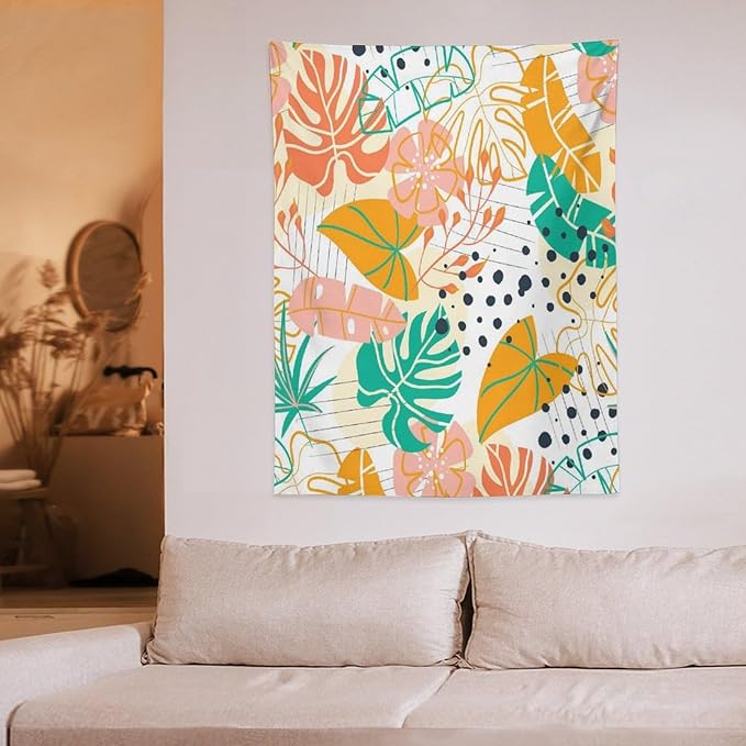 ICMOLYYENLO Tropical Palm Leaves Wall Tapestry, Wall Art for Room Decoration Beautiful Wall Hanging for Bedroom Living Room Dormitory Apartment 50x60 Inch