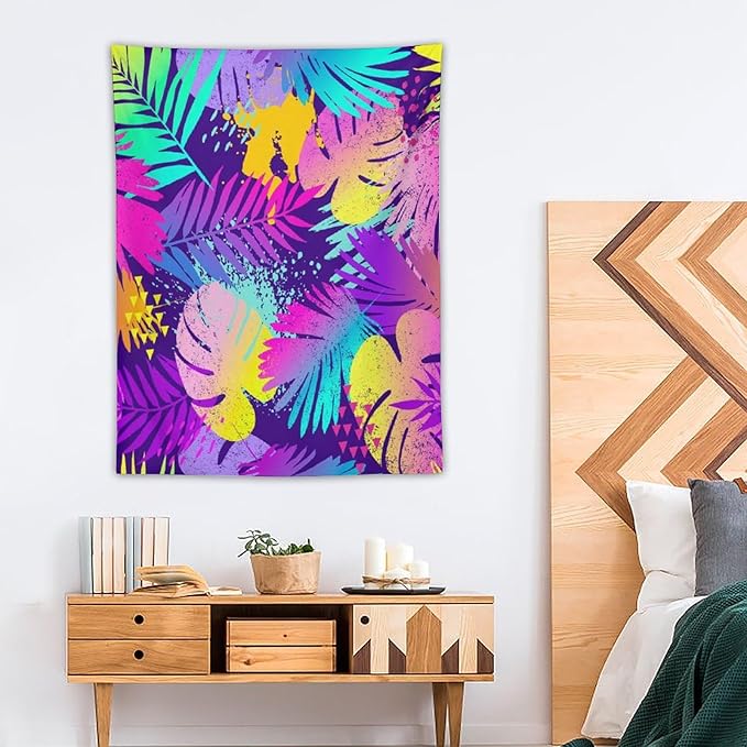 ICMOLYYENLO Palm Leaf Tapestry Wall Hanging, Tropical Leaves Plant Jungle Green Hawaiian Art Home Decor for Guest Bedroom Living Room Dormitory 60x80