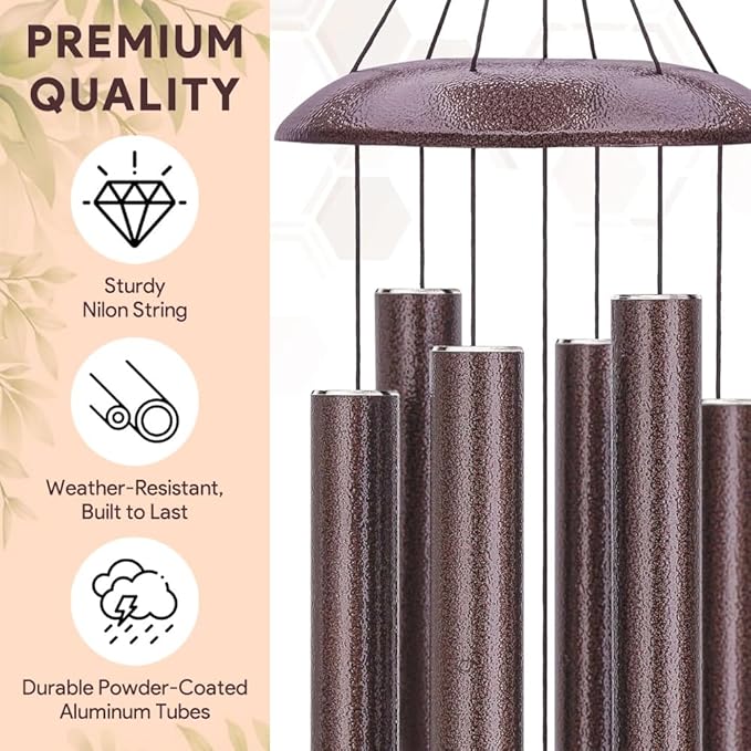 Personalized Wind Chimes, Sympathy Wind Chime, in Loving Memory for Loss of Loved Dad/Mom, Metal Large Memorial Condolences Gifts, Remembrance Wind Chimes for Loss of Loved One