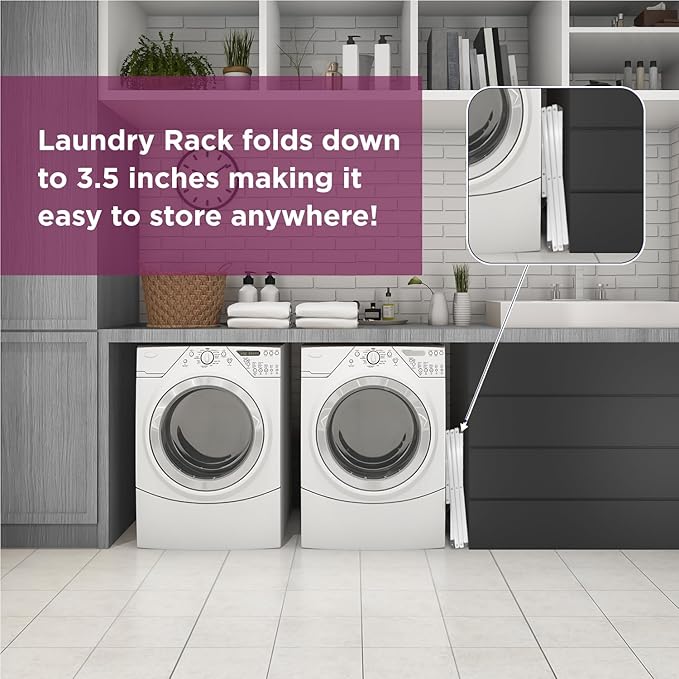 BLACK+DECKER 3 Tier Expandable Collapsing Foldable Laundry Rack for Air Drying Clothing, Space Saving Heavy Duty Lightweight Metal Drying Rack(White)