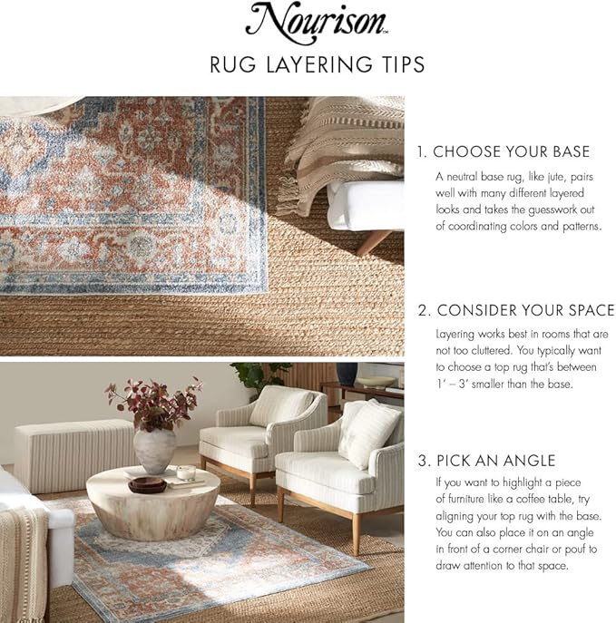 Nourison Home Positano Indoor/Outdoor Green 4' x 6' Area Rug, Easy Cleaning, Non Shedding, Bed Room, Living Room, Dining Room, Backyard, Deck, Patio (4x6)