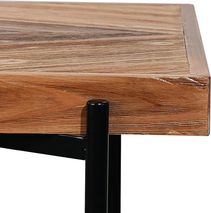 CONSDAN StoneCreek Solid Fir Wood Side Table - Metal Frame, 2-Tier End Table for Living Room/Bedroom/Office, 23" Square Night Stand, Accent Table