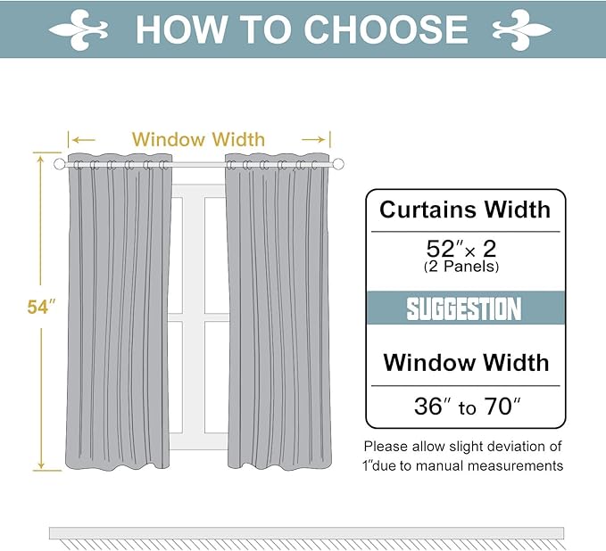 ChrisDowa Grommet Room Darkening Curtains for Bedroom and Living Room - 2 Panels Set Thermal Insulated Blackout Curtains (Greyish White, 52W x 54L)