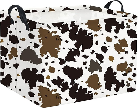 HIYAGON Rectangular Cow Basket Kids Basket Baby Storage Bin Toy Basket Organizer Box for Boys Room Decor(Cow)