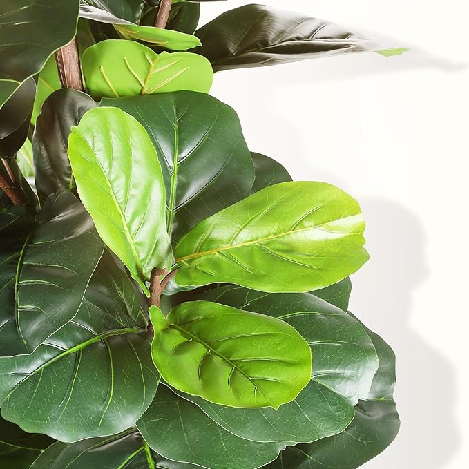 Artificial Fiddle Leaf Fig Tree - 6.5ft Faux Ficus Lyrata Plant with 108 Fiddle Leaves Fake Fig Silk Tree in Pot Artificial Tree for Indoor Outdoor Home Office Perfect Housewarming