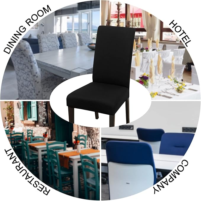 JQinHome Dining Chair Covers Dining Room Chair Slipcovers, 2 Pack High Stretch Removable Washable Parsons Chair Slipcover for Home Party Hotel Wedding Ceremony (Black)