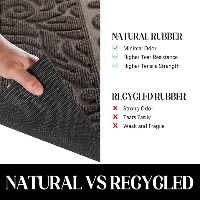 Yimobra Welcome Front Door Mat Outdoor, Heavy Duty Sturdy Non Slip Doormats, Rubber Backing, Low-Profile Entrance Rugs, Absorbent Resist Dirt, Easy Clean Patio Garage Floor Mats, 47X24 Inch, Brown