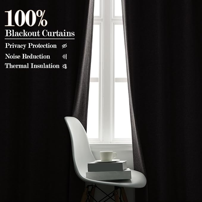 Room Divider Curtains Screen Partitions, Linen Look 100% Blackout Drapery 102 Inches Long, 100" Wide Pinch Pleated Window Drapes, Privacy Protecting, Light Blocking, (1 PC, Browish Grey)