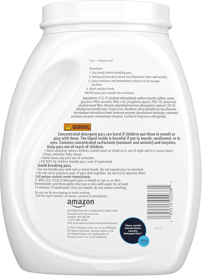 Amazon Basics Laundry Detergent Pods, 120 Pacs for 120 Medium Loads, Fresh Scent, (Previously Solimo) (Pack of 2)