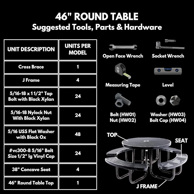 Coated Outdoor Furniture Heavy-Duty Portable Outdoor Kids Table with Umbrella Hole, Expanded Metal Kids Picnic Table, Commercial-Grade, Made in America (46 In, Round, Childrens, Textured Red)
