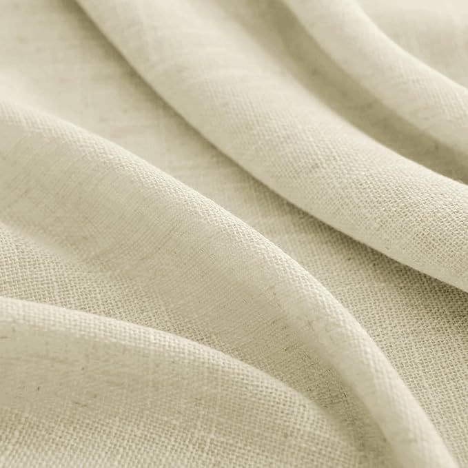 Joydeco Linen Curtains 96 inches Long 2 Panels Set,Light Filtering Curtains for Living Room Bedroom, Window Long Drapes with Rod Pockets Back Tab (W52 x L96 Inch, Natural)