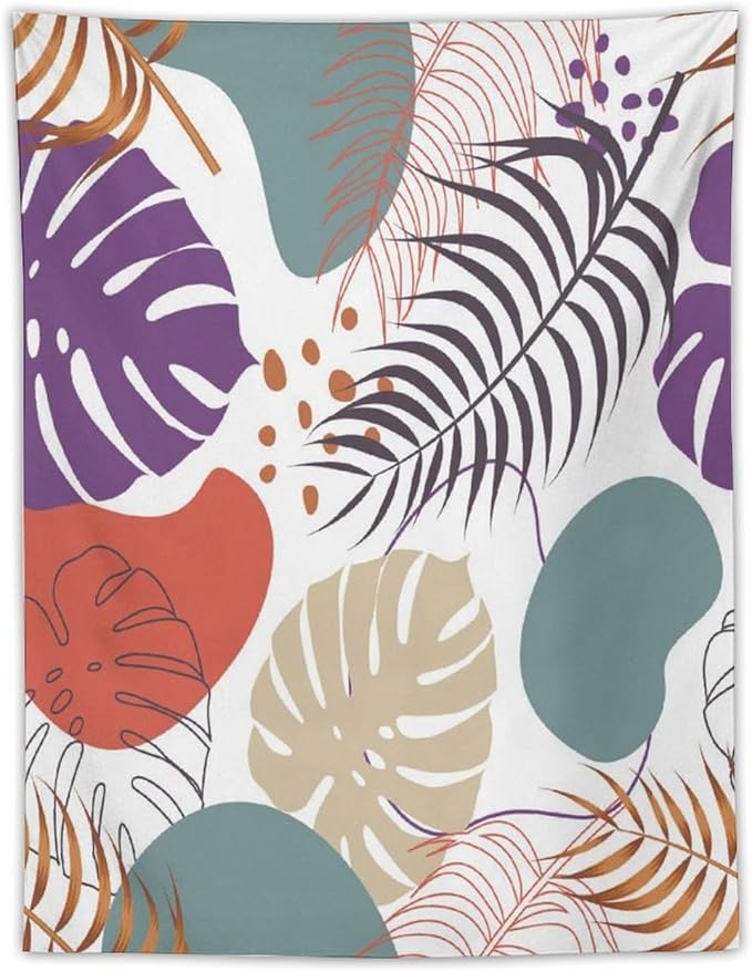 ICMOLYYENLO Tropical Green Leaves Tapestry, Exotic Leaves Beautiful Bedroom Wall Hanging, Floral Poster Blanket for Bedroom Living Room Dormitory Apartment 40x60 Inch