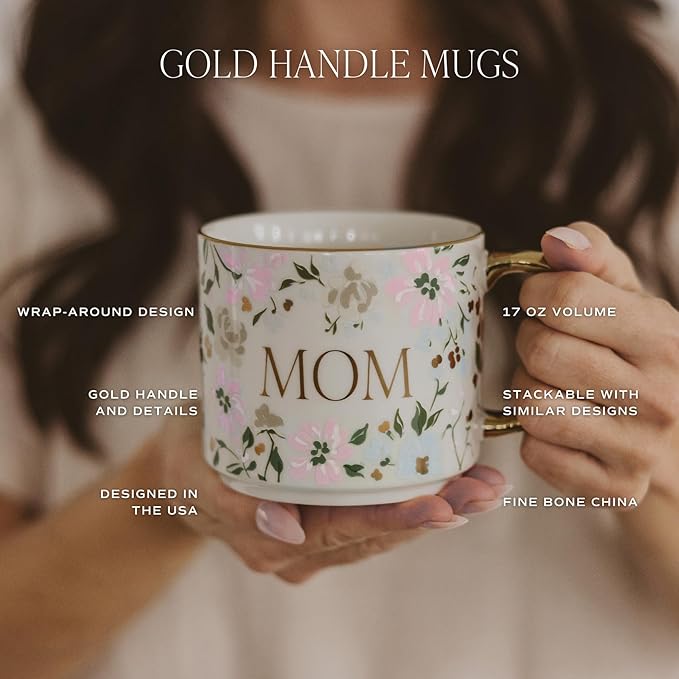 Sweet Water Decor Boss Lady Mug, 17 oz Cute Coffee Mug with Gold Handle for Women Bosses, Large Cup for Tea, Espresso & Hot Cocoa, Birthday Gift Idea for Coworkers, Friend, Mom, & Wife