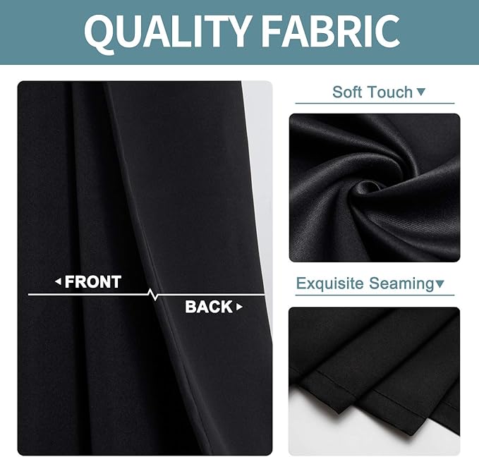 ChrisDowa Grommet Blackout Curtains for Bedroom and Living Room - 2 Panels Set Thermal Insulated Room Darkening Curtains (Black, 42 x 84 Inch)