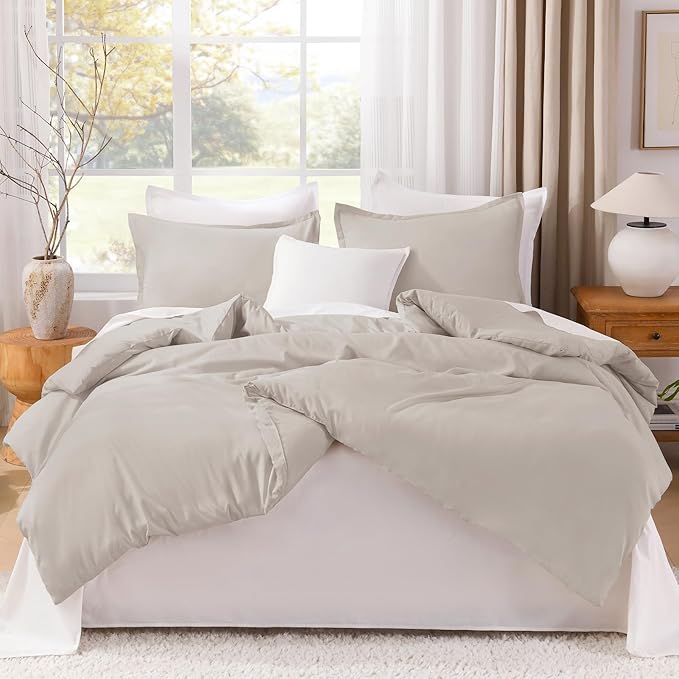 Litanika Linen Super King Plus Comforter Set, 3 Pieces Linen Lightweight Solid Super King Plus Bedding Comforter Set, All Season Fluffy Bed Set (1 Comforter & 2 Pillowcases)