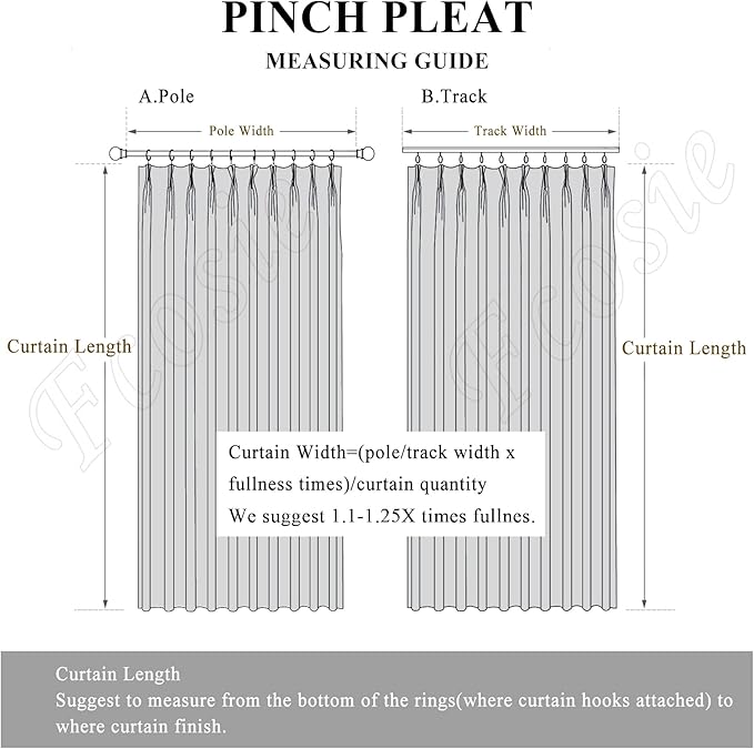 70" W x 108" L Faux Linen Room Divider Curtains, Full Blackout Pinch Pleated Drapes for Traverse Rod, Bedroom Divider Privacy Drapery with Hooks for Ceiling Track, 1 Panel, Light Grey