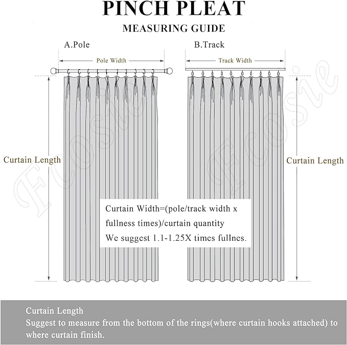Lilac Pinch Pleat 100% Blackout Drapes Linen Blend, Room Divider, Room Darkening, Energy Saving, Furniture Protecting, Light Blocking Extra Wide Privacy Curtains, 200Wx102L, 1 PC
