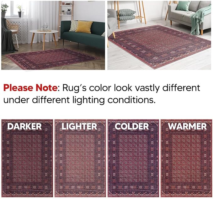 Keen Home Design 2x12 Rug - Machine Washable Runner with Non-Slip Backing, Ideal for Hallway, Entryway, Kitchen, Laundry Room - Vintage, Easy Clean, Durable, Low Pile Rug - (2'6" x 12')