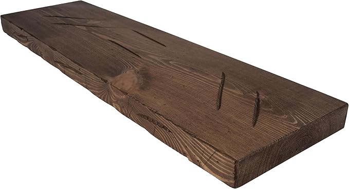 BGMG Floating Shelves 24 inch Long, Distressed,Wide Rustic Wooden Wall Shelves for Bathroom Living Room Bedroom Kitchen Farmhouse Set of 2-24x6.7x1.25 inch-Distressed Walnut