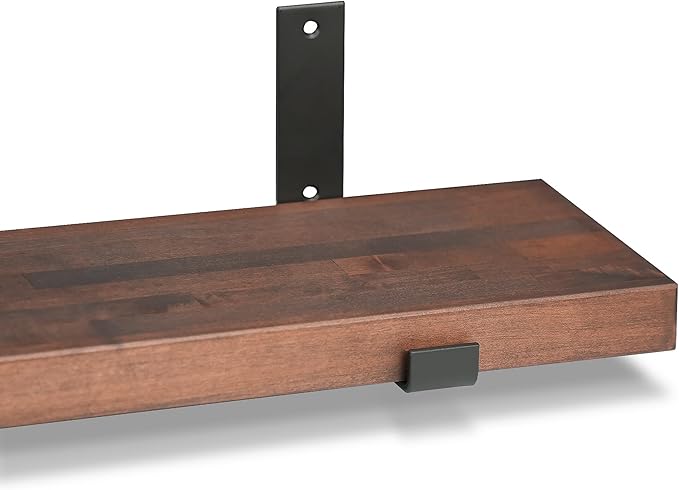 CONSDAN Floating Shelves for Wall Mounted Book Shelf Hanging Shelves Floating Bookshelf for Bedroom, Bathroom, Living Room, Kitchen USA Grown Solid Hardwood, Dark Maple 36x7.5x1.5 in (Set of 2)