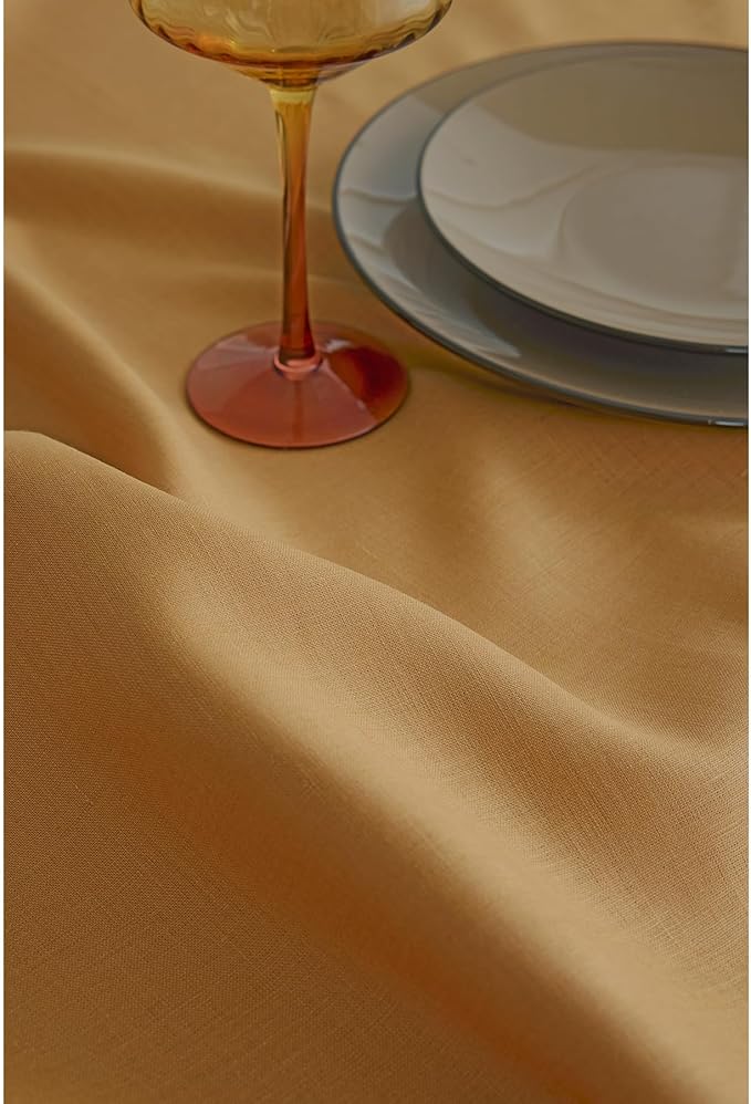 Solino Home Linen Caramel Table Runner 132 Inches Long - 100% Pure Linen Extra Long Table Runner 14 x 132 Inch for Fall, Autumn, Thanksgiving - Fete