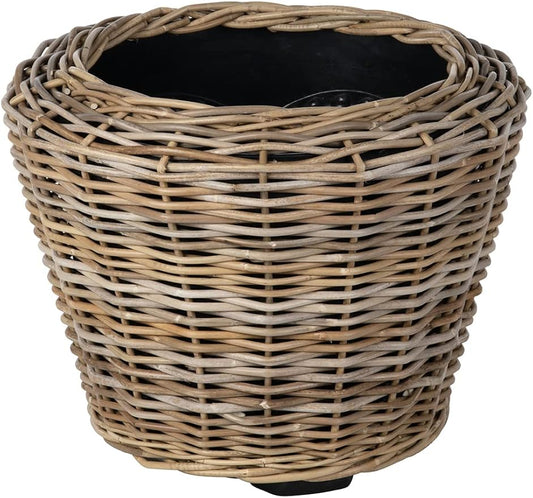Rattan Kobo Indoor Outdoor Planter Basket with Plastic Pot X Large 12 Gallon Soil Capacity