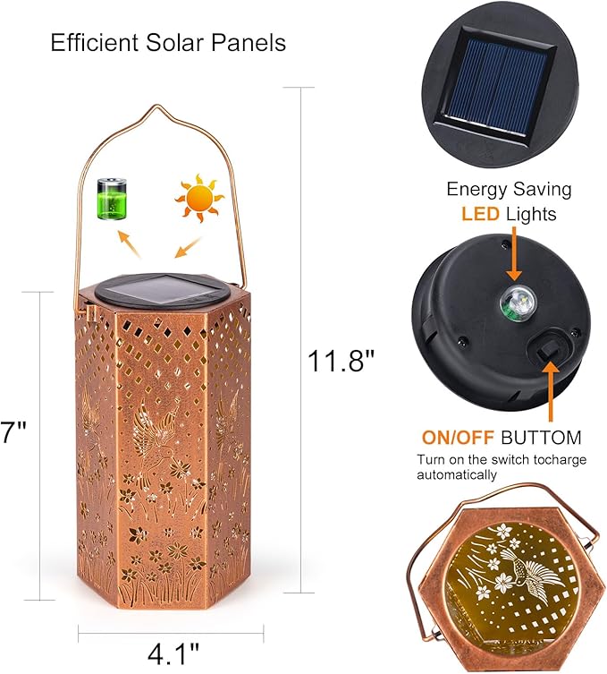Birthday Gifts for Women Hummingbird Solar Lights Outdoor - Gifts for Mom, Mothers Day Gifts Solar Lanterns Outdoor Waterproof Garden Decoration for Outside, Outdoor, Patio, Yard, Lawn
