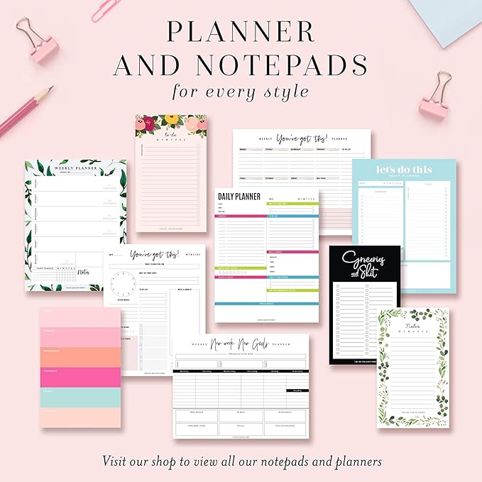 Bliss Collections Daily Planning Pad, To Do List Notebook - Undated Tear-Off Sheets Notepad - Work Calendar, Organizer, Scheduler for Goals, Tasks - Vibrant, 8.5" x 11", 50 Sheets