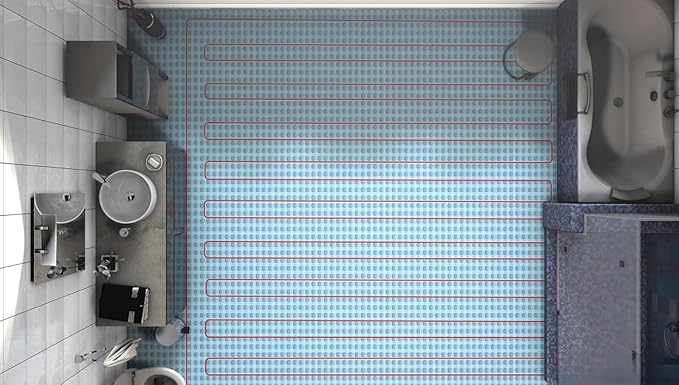All-in-one Electric Radiant Floor Heating Kit 120 Sq Ft 240V with 2855201 Thermo Touch Touchscreen Programmable Thermostat, Heat Uncoupling Membrane, Underfloor Heat Cable, Safe Installation Tools