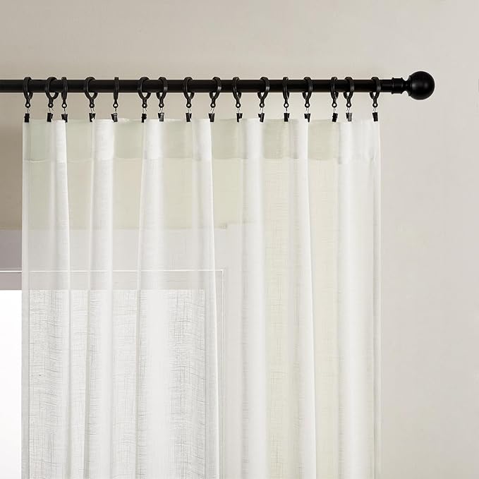 Joydeco Sheer Curtains 72 Inches Long, Cream Curtains for Living Room 2 Panels Set, Ivory Curtains Window Privacy Assured with Light Filtering(W52 x L72 Inch,Ivory)