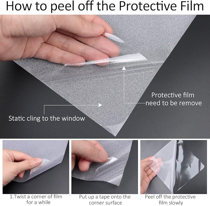 HIDBEA Frosted Window Privacy Film Heat Control UV Blocking, Static Cling Non-Adhesive Reusable Door coverings for Bathroom Home Office (Frosted 29.5 Inch x 9.8 Feet)