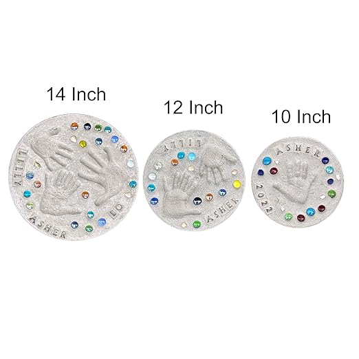 Large DIY Stepping Stone Kit, Handprint Stepping Stone, Mother's Day Gift, Footprint Stepping Stone (14 Inch + Stamp Set)