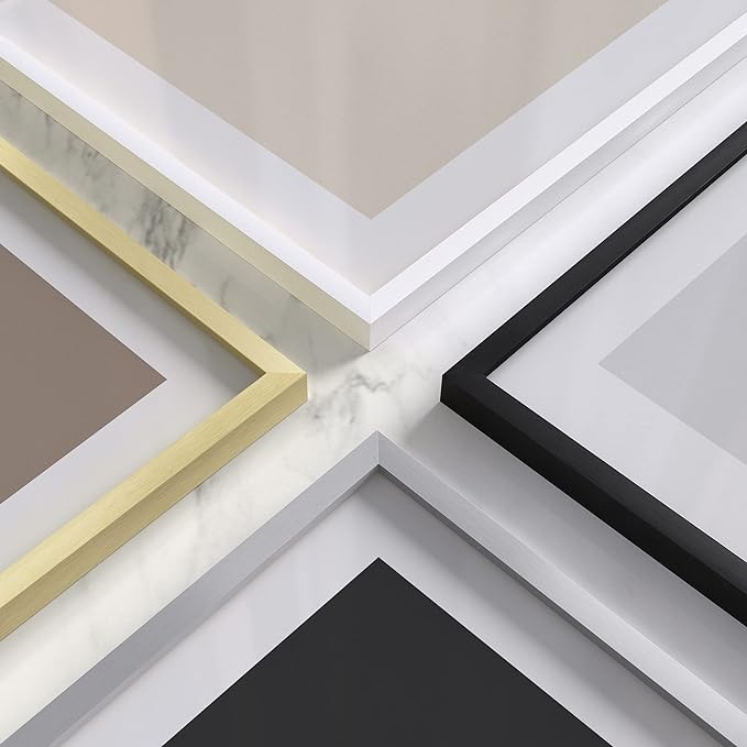HAUS AND HUES 10x10 White Metal Picture Frames Matted to 5x5 - Features Premium Aluminum & Hanging Hardware, Shatterproof Plexiglass - Ideal for Home, Room, Office (10x10 in, White, Set of 3)