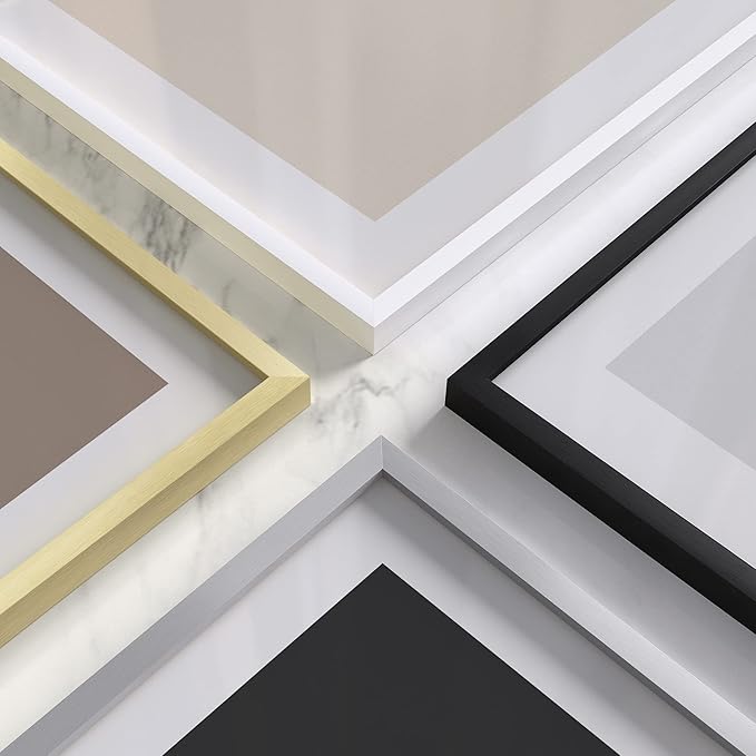 HAUS AND HUES 8x8 White Metal Picture Frames Matted to 4x4 - Features Premium Aluminum & Hanging Hardware, Shatterproof Plexiglass - Ideal for Home, Room, Office (8x8 in, White, Set of 15)