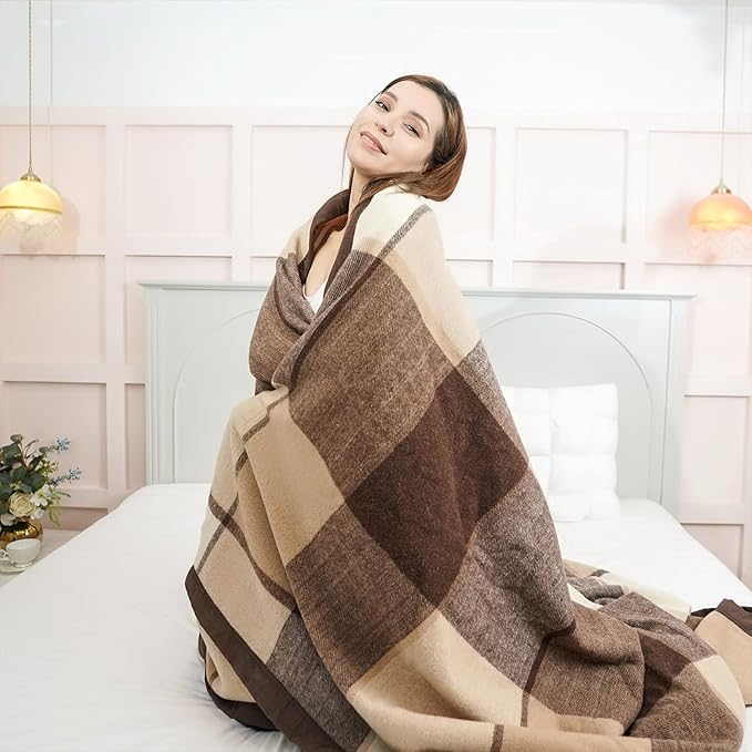YOUR MOON 100% Pure Wool Twin Size, Australian Organic Natural Wool Blankets, Hypoallergenic Blanket for Bed, Medium Weight(Coffee, 66 * 90)