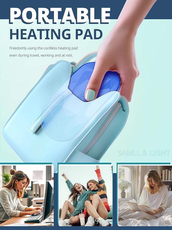 Slimpal Portable Heating Pad for Period Cramps, Electric Cordless Back Belly Waist Heating Pad for Menstrual Cramp Relief, Rechargeable Wearable Heat Belt Gifts for Her Women Girl Wife, Navy