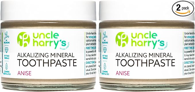Uncle Harry's Anise Remineralizing Toothpaste | Natural Whitening Tooth Paste Freshens Breath & Promotes Enamel | Vegan Fluoride Free Toothpaste (2 Pack)