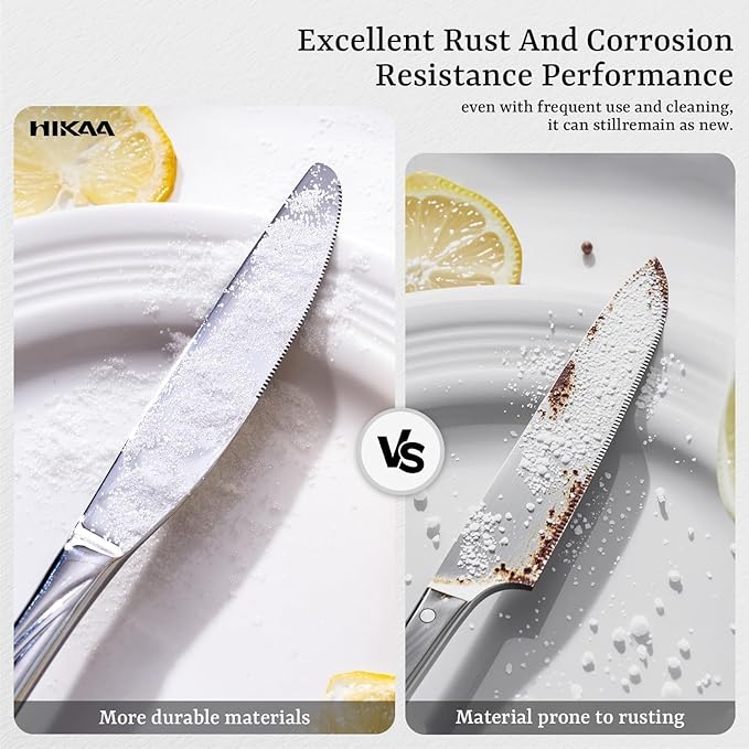 HIKAA Wave Design Silverware Set Service for 1, 5-Piece Artistic Stainless Steel Flatware Set with Fibonacci Pattern, Heavy Duty Mirror Polished Cutlery Set