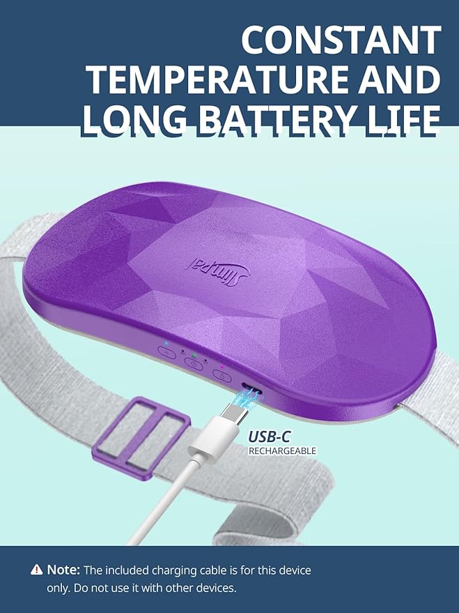 Slimpal Portable Heating Pad for Period Cramps, Electric Cordless Back Belly Waist Heating Pad for Menstrual Cramp Relief, Rechargeable Wearable Heat Belt Gifts for Her Women Girl Wife, Purple