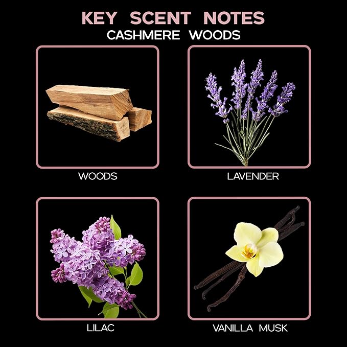 LOVSPA Reed Diffuser Set, Cashmere Woods Scented Oil Diffuser with Sticks, Home Fragrance Accessories for Bathroom Shelf Decor, Aroma Diffusers for Home or Office Fall Decor, USA Made
