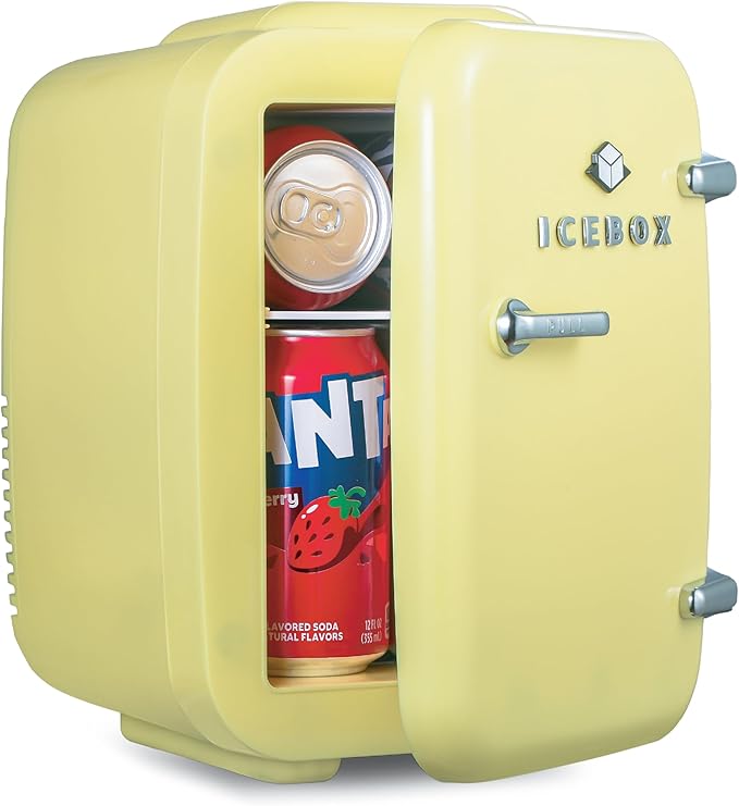 IBMF4SUN Fridge for Bedroom, Skincare, Portable Cooler & Warmer for Makeup, for Office & Home Refrigerator, Mini (4 L / 6-Can), Sun Yellow