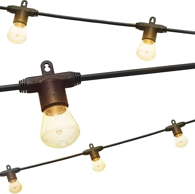 Enbrighten LED Bistro Outdoor String Lights, 48ft, 24 Shatter Resistant Lifetime Bulbs, 2200K Warm White, Weather Resistant, Indoor/Outdoor, Commercial Grade, Perfect for Backyard, Porch, Patio, 38357